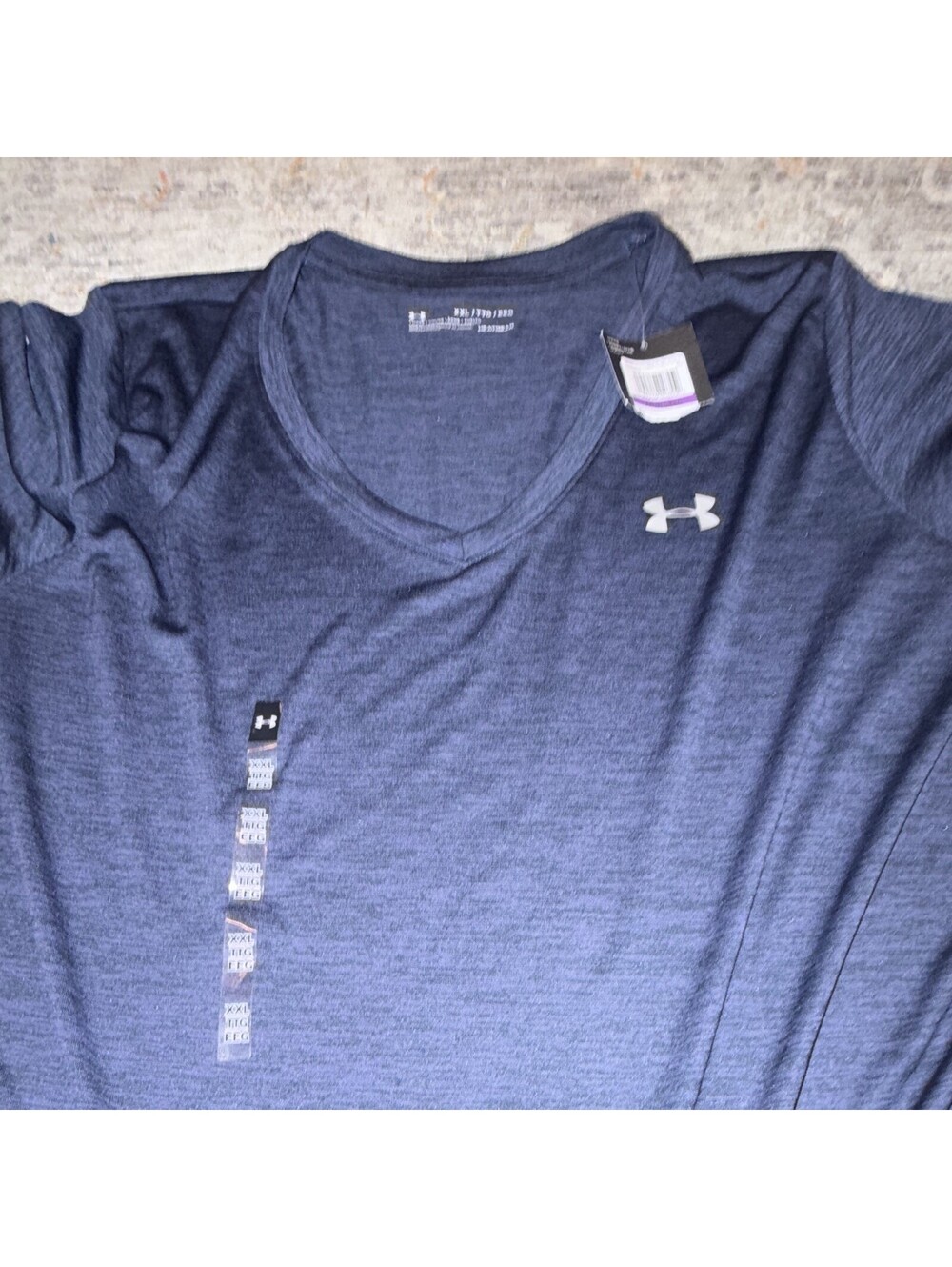 Under Armour HeatGear Women's V-Neck Short Sleeve T-Shirt 2XL Blue Loose A302 - Picture 4 of 8